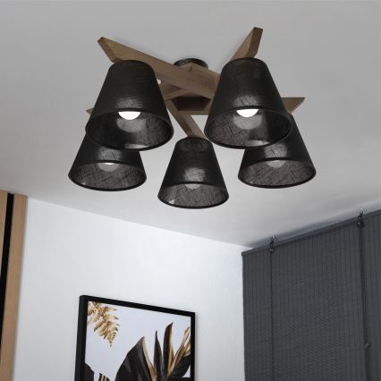Brilagi - LED Plafon ANTHONY 5xE14/40W/230V dąb orzech/ czarny