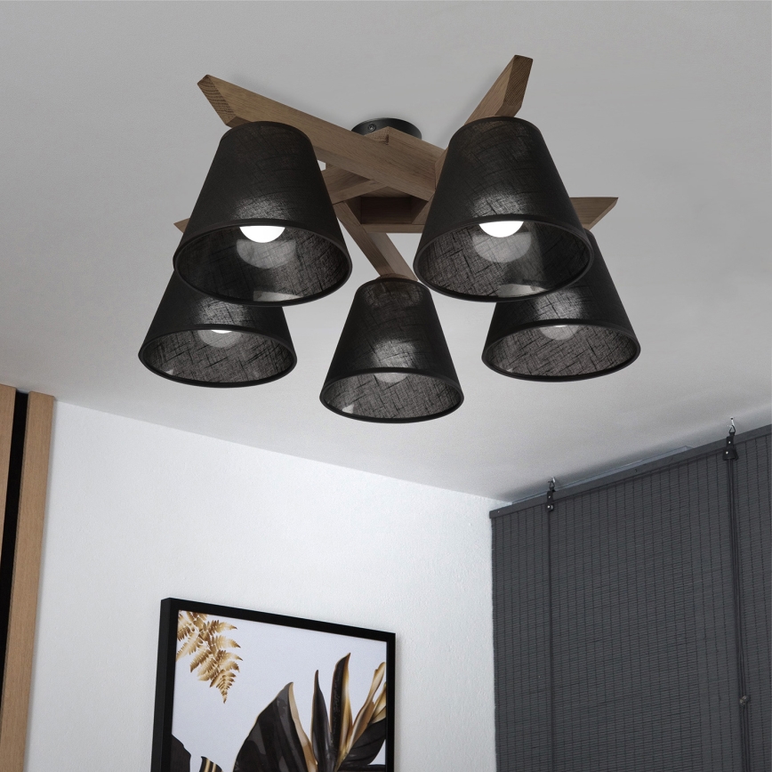 Brilagi - LED Plafon ANTHONY 5xE14/40W/230V dąb orzech/ czarny