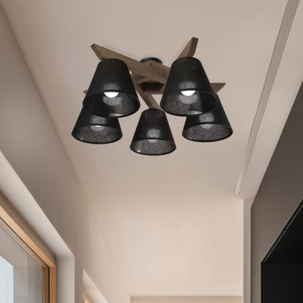 Brilagi - LED Plafon ANTHONY 5xE14/40W/230V dąb orzech/ czarny