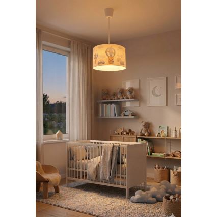 Brilagi - LED lampa dziecięca na lince BOBO 1xE27/60W/230V, śr. 35 cm, niebieska z motywem misiów