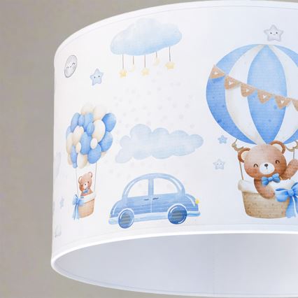 Brilagi - LED lampa dziecięca na lince BOBO 1xE27/60W/230V, śr. 35 cm, niebieska z motywem misiów