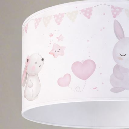 Brilagi - LED Lampa dziecięca wisząca na lince BOBO 1xE27/60W/230V śr. 35 cm biała/zajączki