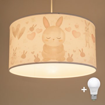 Brilagi - LED lampa dziecięca wisząca na przewodzie BOBO 1xE27/10W/230V śr. 35 cm biała/króliczki