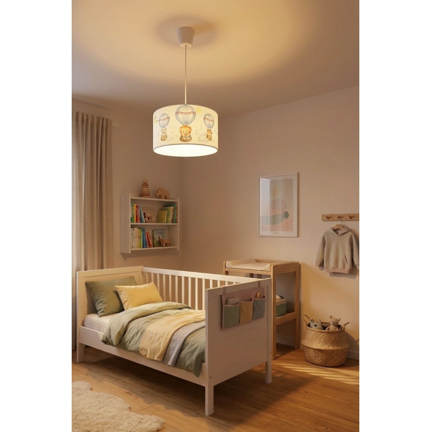 Brilagi - LED lampa dziecięca wisząca na przewodzie BOBO 1xE27/10W/230V śr. 35 cm biała/zwierzątka
