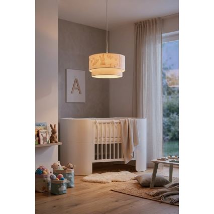 Brilagi - LED lampa dziecięca wisząca na przewodzie BOBO 1xE27/60W/230V śr. 35 cm biała/króliczki