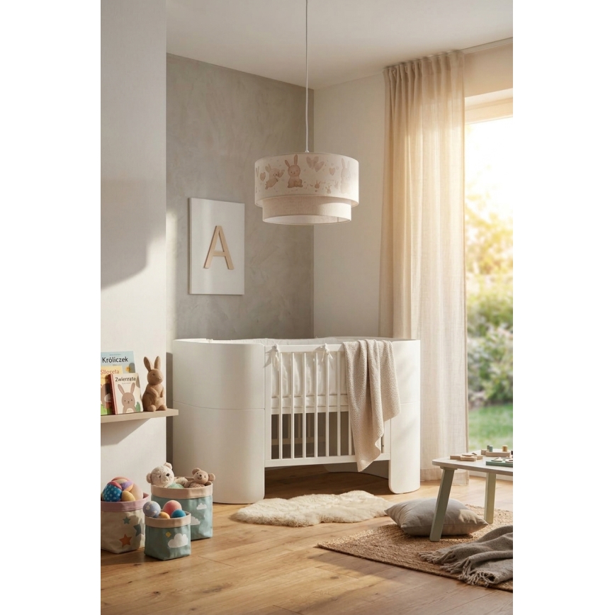 Brilagi - LED lampa dziecięca wisząca na przewodzie BOBO 1xE27/60W/230V śr. 35 cm biała/króliczki