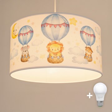 Brilagi - LED lampa dziecięca wisząca na przewodzie BOBO 1xE27/60W/230V śr. 35 cm biała/zwierzątka