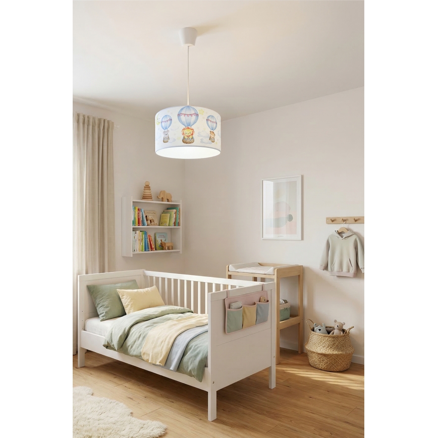 Brilagi - LED lampa dziecięca wisząca na przewodzie BOBO 1xE27/60W/230V śr. 35 cm biała/zwierzątka