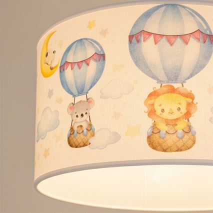 Brilagi - LED lampa dziecięca wisząca na przewodzie BOBO 1xE27/60W/230V śr. 35 cm biała/zwierzątka