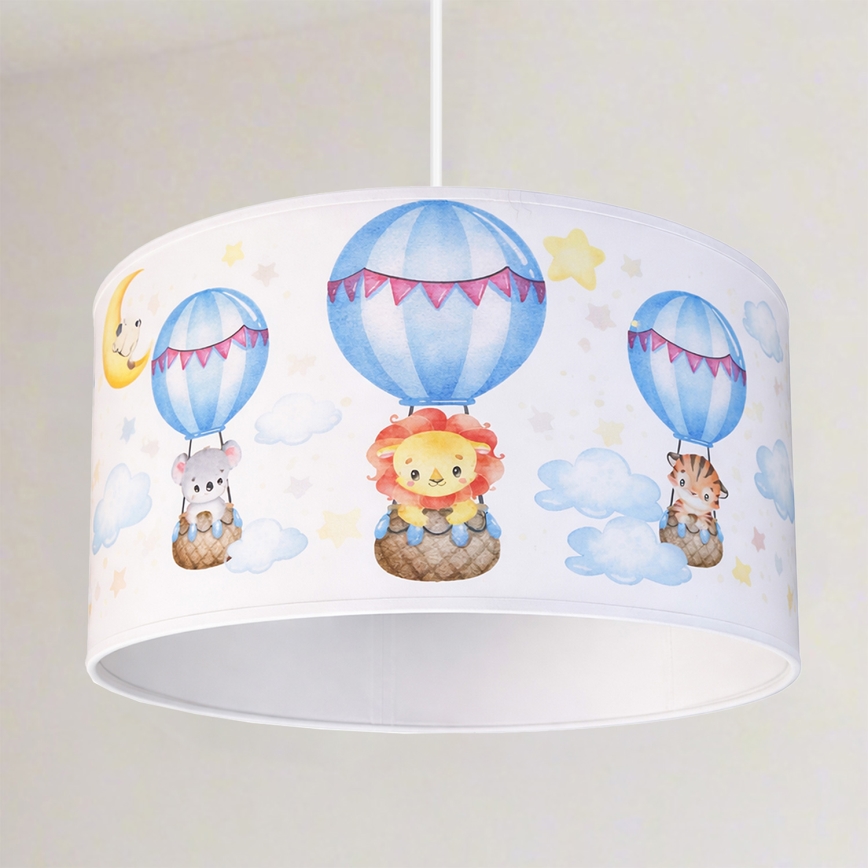 Brilagi - LED lampa dziecięca wisząca na przewodzie BOBO 1xE27/60W/230V śr. 35 cm biała/zwierzątka