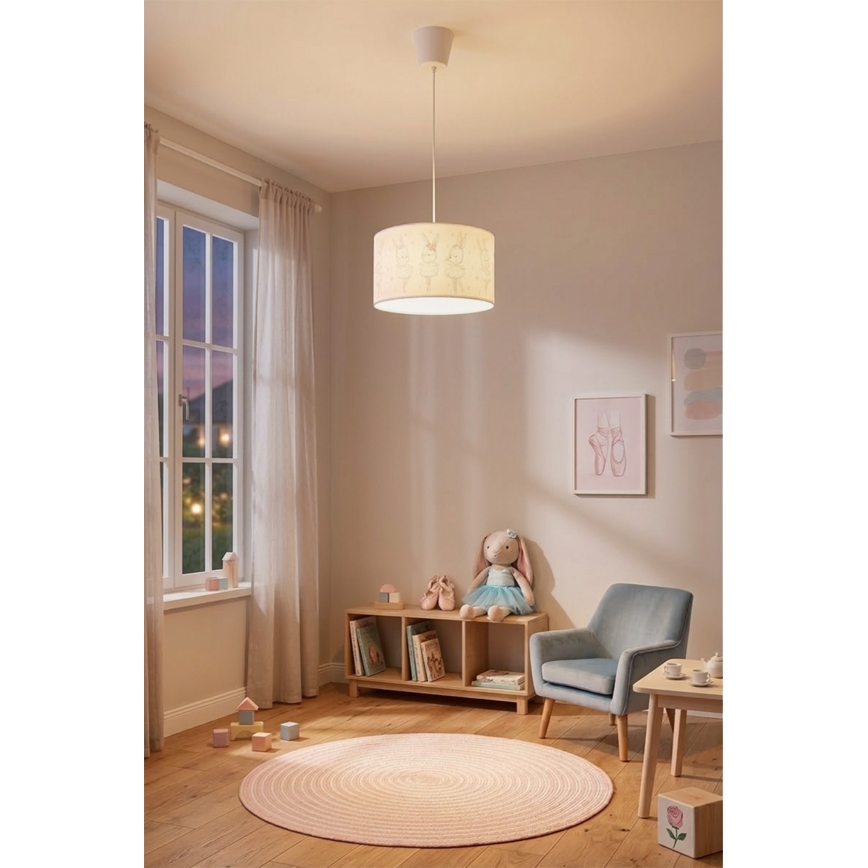 Brilagi - LED Lampa dziecięca wisząca na przewodzie BOBO 1xE27/60W/230V Ø 35 cm biała/króliczki