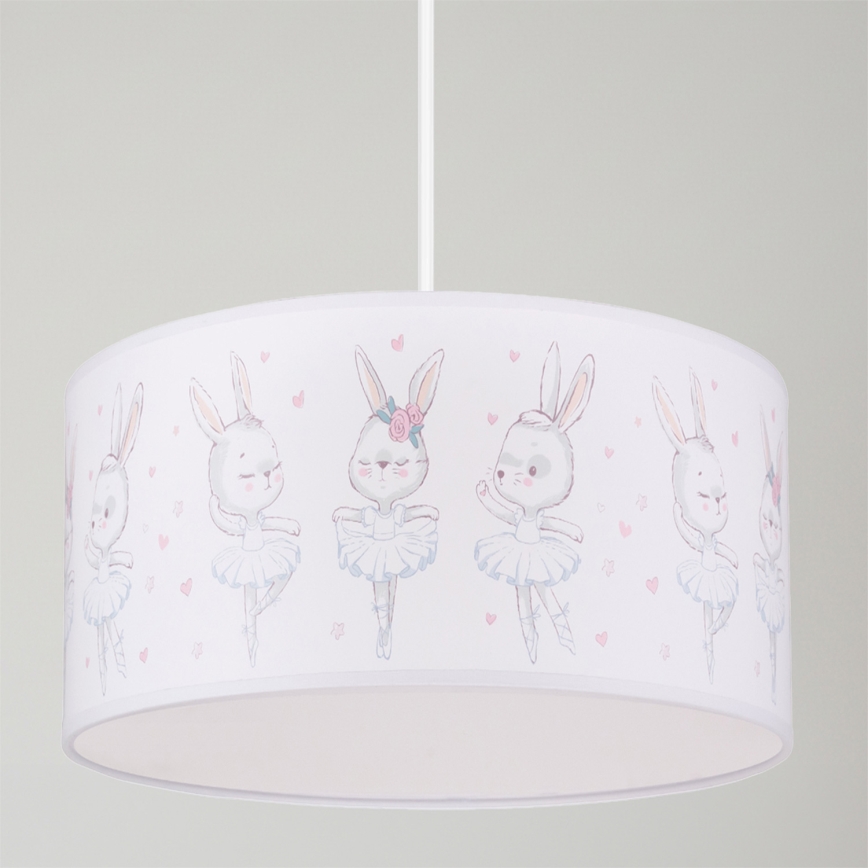 Brilagi - LED Lampa dziecięca wisząca na przewodzie BOBO 1xE27/60W/230V Ø 35 cm biała/króliczki