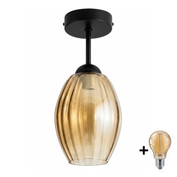 BRILAGI - LED lampa natynkowa RETRO GLASS 1xE27/60W/230V Ø 17 cm czarny/przydymiony beż