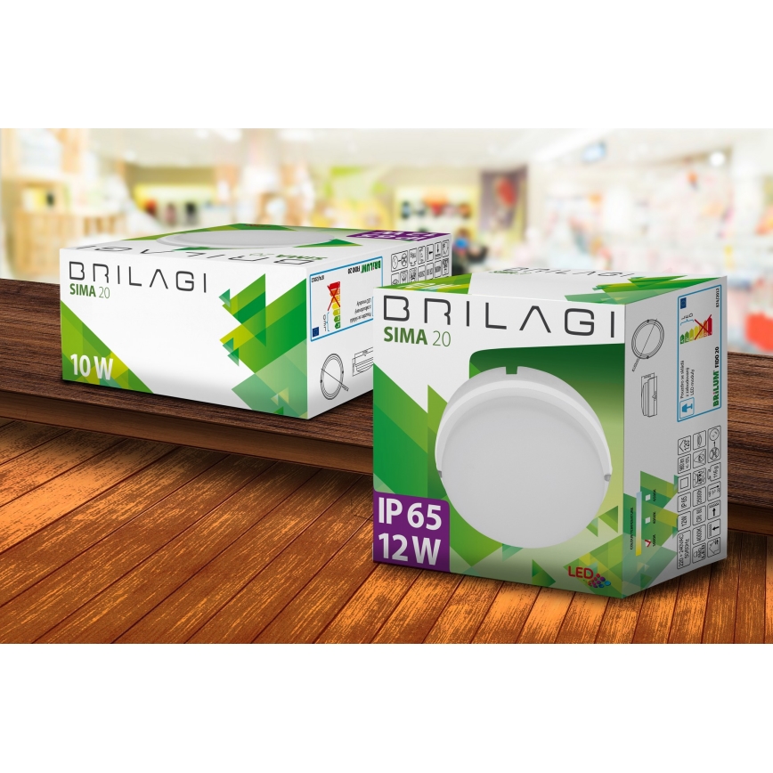 Brilagi - LED Lampa przemysłowa sufitowa SIMA LED/12W/230V IP65 biały