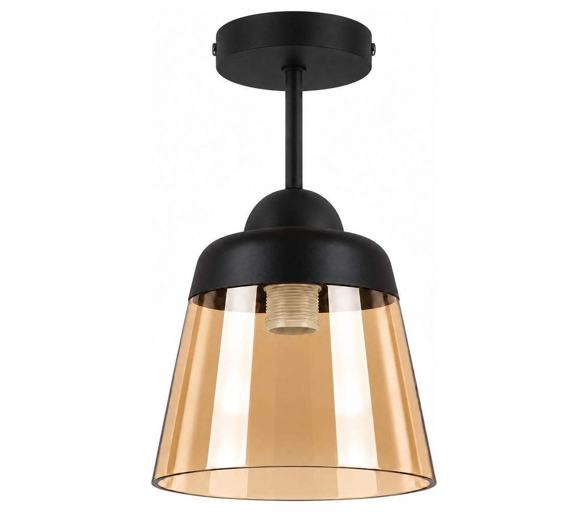 BRILAGI-LED Lampa przysufitowa R GLASS 1xE27/60W/230V śr. 15,5 cm czarny/przydymiony beżowy