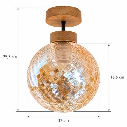 BRILAGI - LED Lampa sufitowa natynkowa RETRO GLASS 1xE27/60W/230V śr. 17 cm dąb/dymowo-beżowy