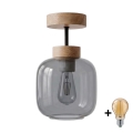 BRILAGI - LED Lampa przysufitowa RETRO GLASS 1xE27/60W/230V śr. 14 cm dąb/dymnoszary
