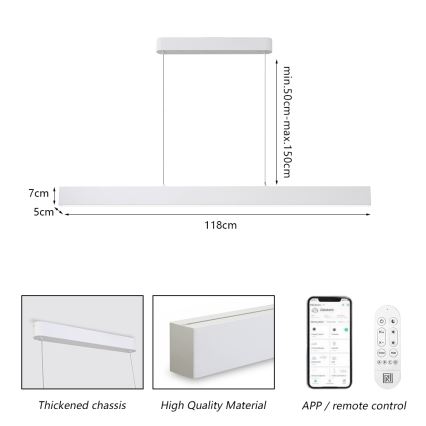 Brilagi - LED Lampa wisząca SLEEKLINE SMART LED/40W/230V 3000-6000K Wi-Fi Tuya biała + zdalne sterowanie