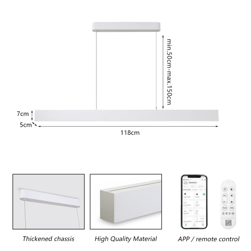 Brilagi - LED Lampa wisząca SLEEKLINE SMART LED/40W/230V 3000-6000K Wi-Fi Tuya biała + zdalne sterowanie