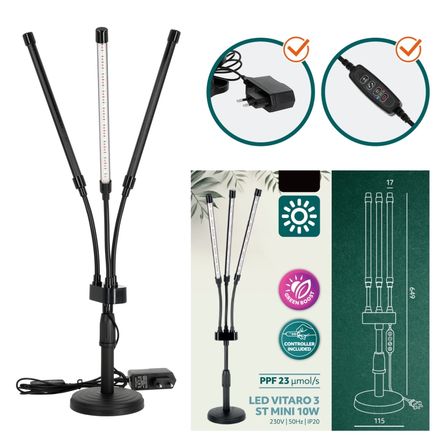 Brilagi - LED Ściemn. elast. Lampa stołowa do uprawy roślin VITABLOOM 3xLED/10W/230V czarny