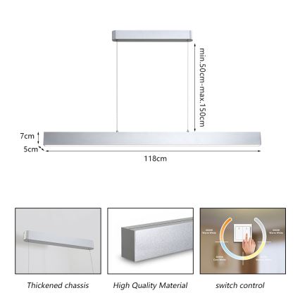 Brilagi - Lampa wisząca LED na linkę SLEEKLINE LED/40W/230V 3000/4500/6000K srebrna