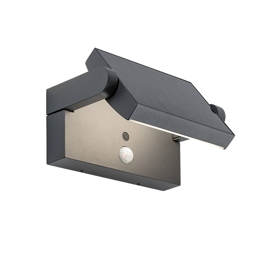 Brilagi - LED solarny kinkiet ścienny z czujnikiem ruchu i zmierzchu ANKLE LED/10W/3,7V 3000 mAh 3000K IP65 antracyt