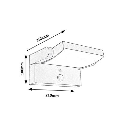 Brilagi - LED solarny kinkiet ścienny z czujnikiem ruchu i zmierzchu ANKLE LED/10W/3,7V 3000 mAh 4000K IP65 antracyt
