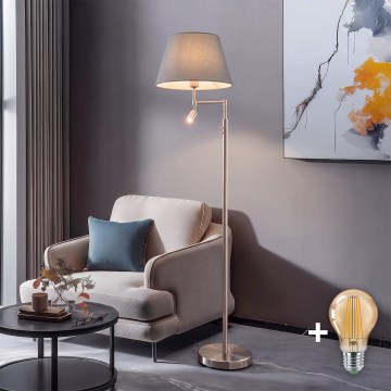 BRILAGI - LED lampa stojąca CERIA 1xE27/60W/230V + LED/2,1W średnica 45 cm matowy chrom/szary