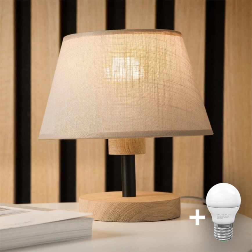 Brilagi - LED Lampa stołowa ANTHONY 1xE27/60W/230V dąb/beżowy