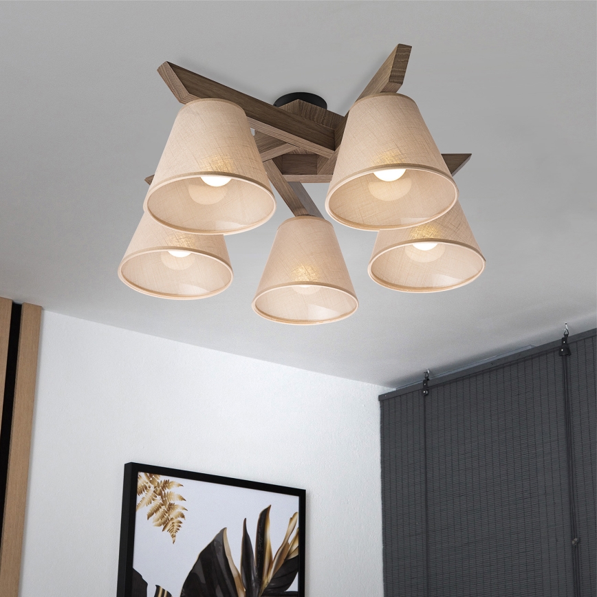 Brilagi - LED Plafon ANTHONY 5xE14/40W/230V dąb orzech/beżowy
