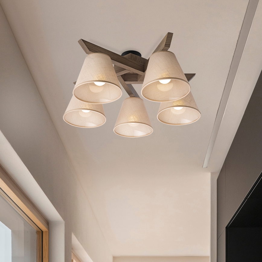 Brilagi - LED Plafon ANTHONY 5xE14/40W/230V dąb orzech/beżowy