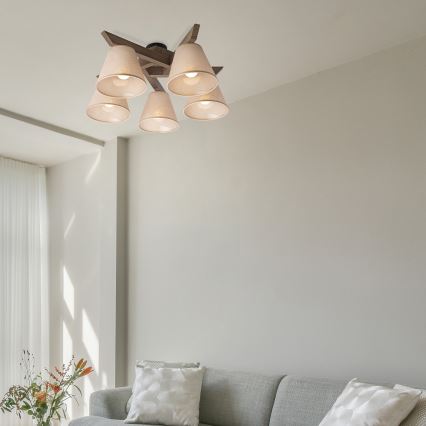 Brilagi - LED Plafon ANTHONY 5xE14/40W/230V dąb orzech/beżowy