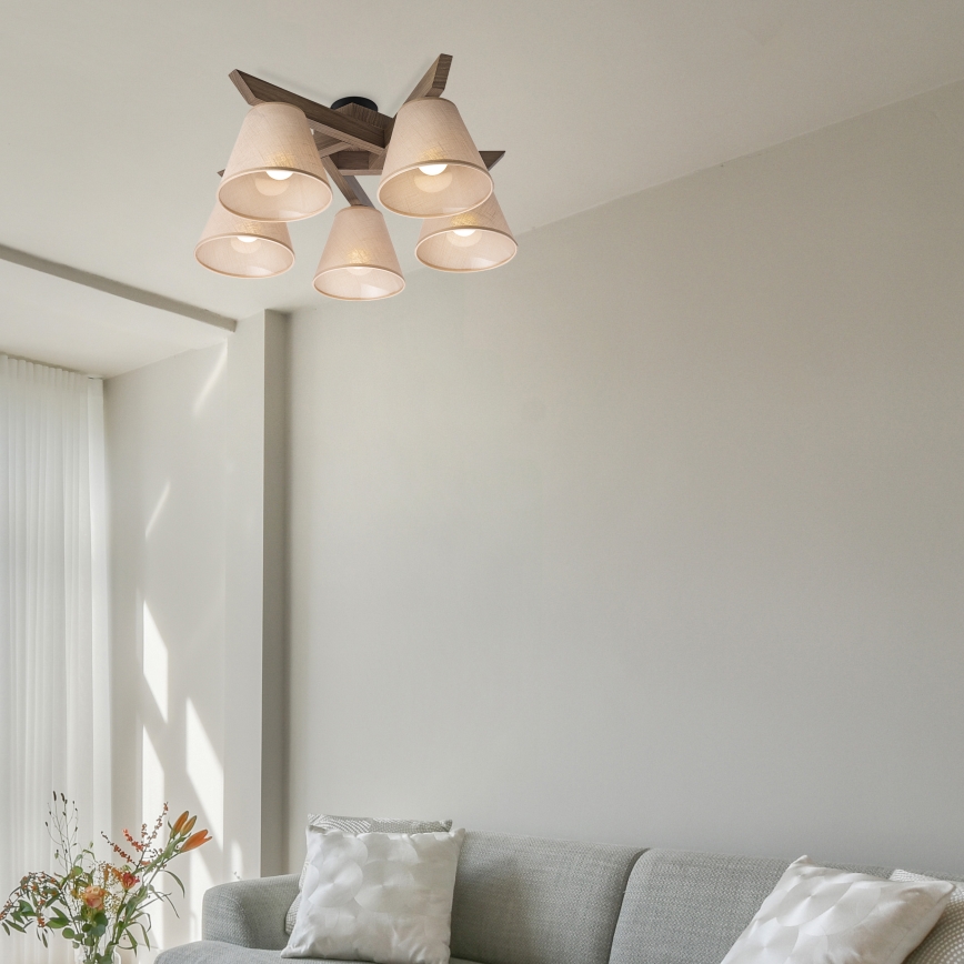 Brilagi - LED Plafon ANTHONY 5xE14/40W/230V dąb orzech/beżowy