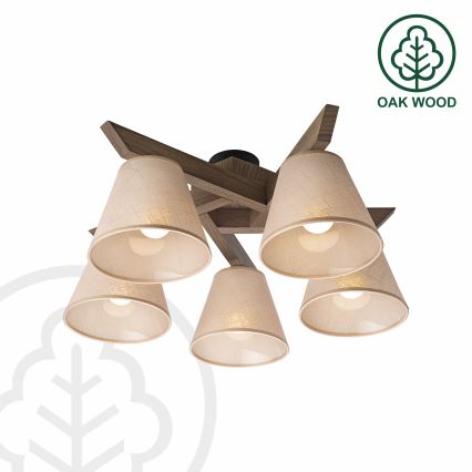 Brilagi - LED Plafon ANTHONY 5xE14/40W/230V dąb orzech/beżowy
