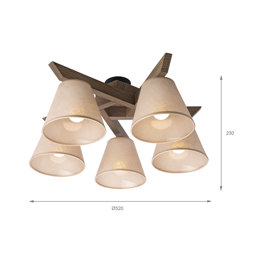 Brilagi - LED Plafon ANTHONY 5xE14/40W/230V dąb orzech/beżowy