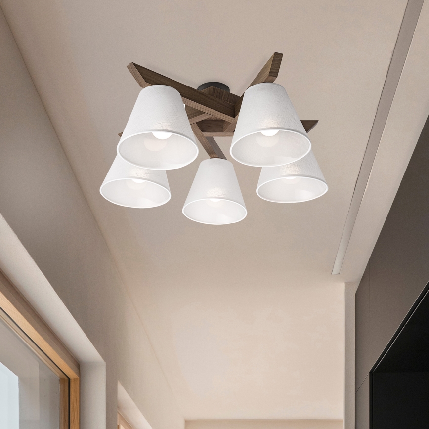 Brilagi - LED Plafon ANTHONY 5xE14/40W/230V dąb orzech/biały