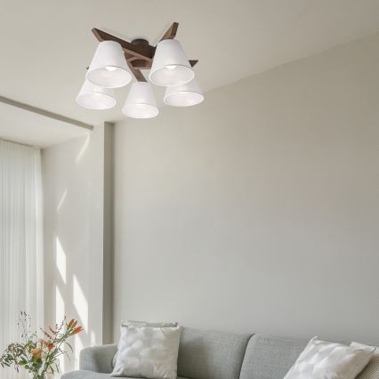 Brilagi - LED Plafon ANTHONY 5xE14/40W/230V dąb orzech/biały