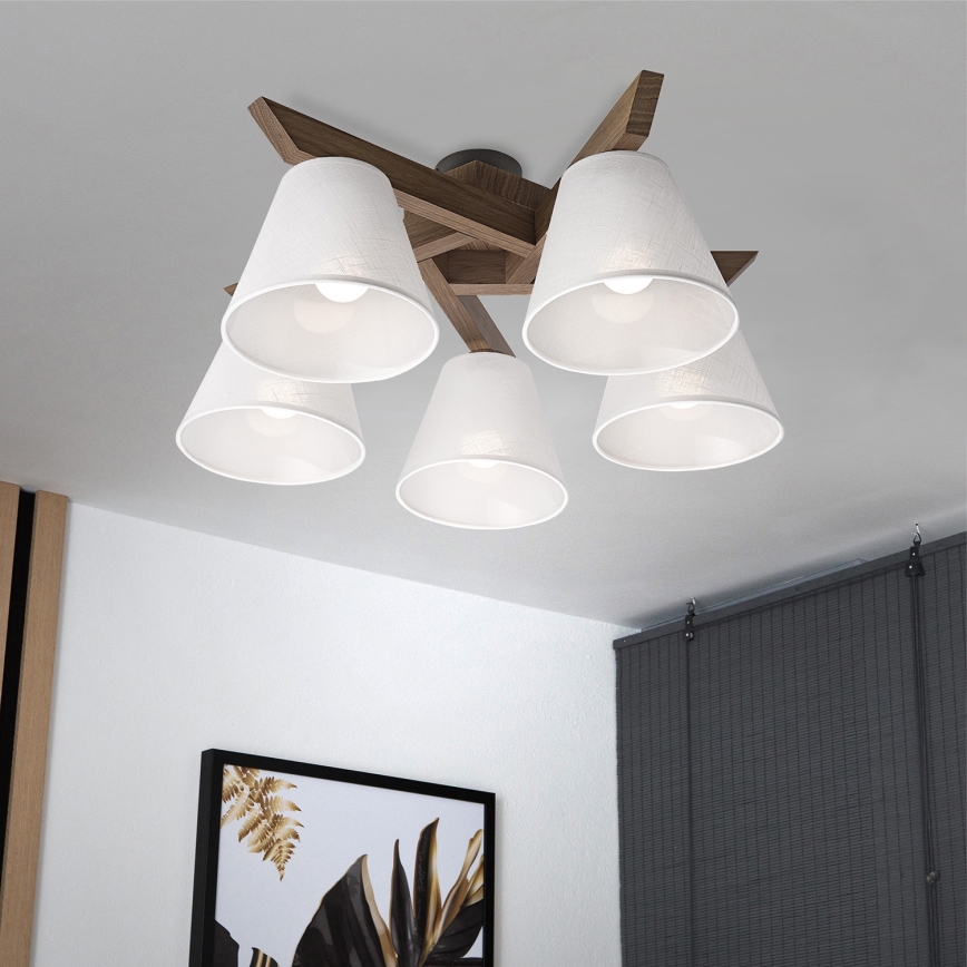 Brilagi - LED Plafon ANTHONY 5xE14/40W/230V dąb orzech/biały