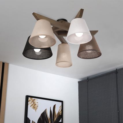 Brilagi - LED Plafon ANTHONY 5xE14/40W/230V dąb orzech