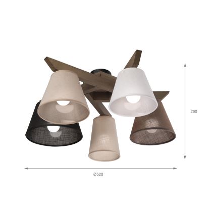 Brilagi - LED Plafon ANTHONY 5xE14/40W/230V dąb orzech