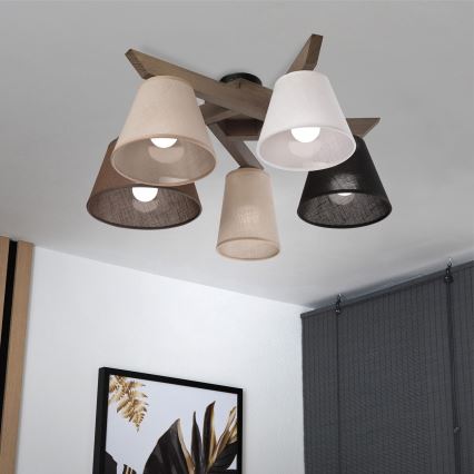 Brilagi - LED Plafon ANTHONY 5xE14/40W/230V dąb orzech