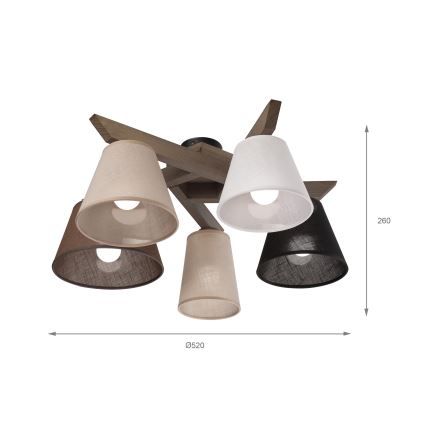 Brilagi - LED Plafon ANTHONY 5xE14/40W/230V dąb orzech