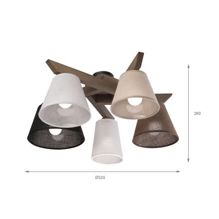 Brilagi - LED Plafon ANTHONY 5xE14/40W/230V dąb orzech