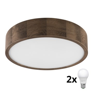 Brilagi - LED Lampa sufitowa CARVALHO 2xE27/60W/230V dąb orzech średnica 37 cm