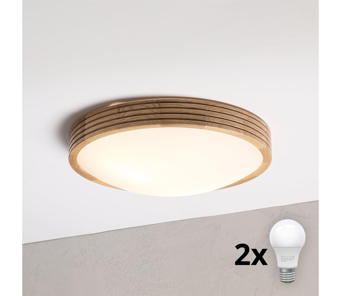 Brilagi - LED lampa sufitowa CARVALHO MODERN SLIM 2xE27/60W/230V śr. 37,5 cm dąb