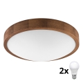 Brilagi - LED Lampa sufitowa CARVALHO SLIM 2xE27/60W/230V dąb wiśnia śr. 37 cm