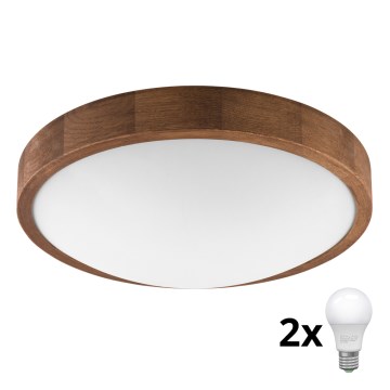 Brilagi - LED Lampa sufitowa CARVALHO SLIM 2xE27/60W/230V dąb wiśnia śr. 37 cm