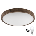 Brilagi - LED Lampa sufitowa CARVALHO SLIM 3xE27/60W/230V dąb orzech średnica 47 cm