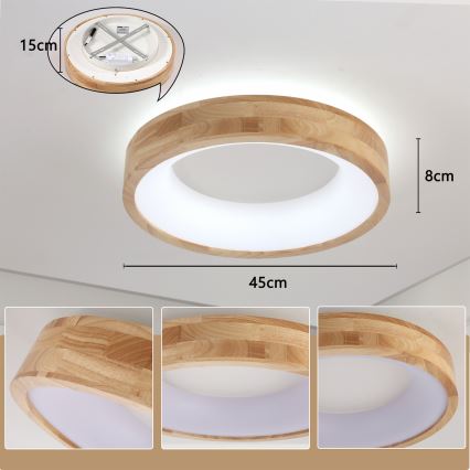Brilagi - Lampa sufitowa LED FALCON WOOD LED/30W/230V 3000/4000/6000K śr. 45 cm drewno