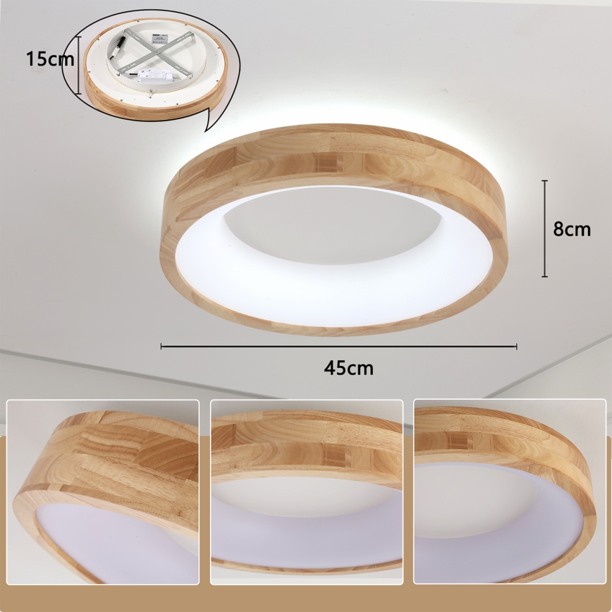 Brilagi - Lampa sufitowa LED FALCON WOOD LED/30W/230V 3000/4000/6000K śr. 45 cm drewno